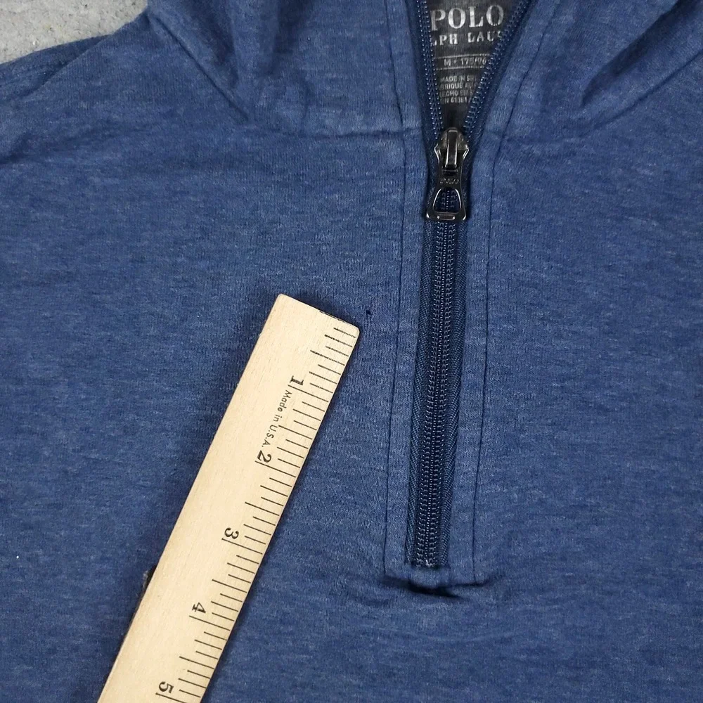 Ralph Lauren Sweater Mens Medium Blue Pony 1/4 Zip Up Pullover Sweatshirt *